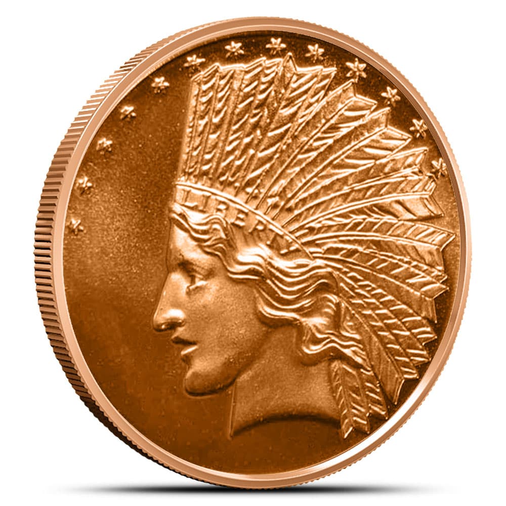 1 oz SilverTowne Indian Replica Copper Round (New)