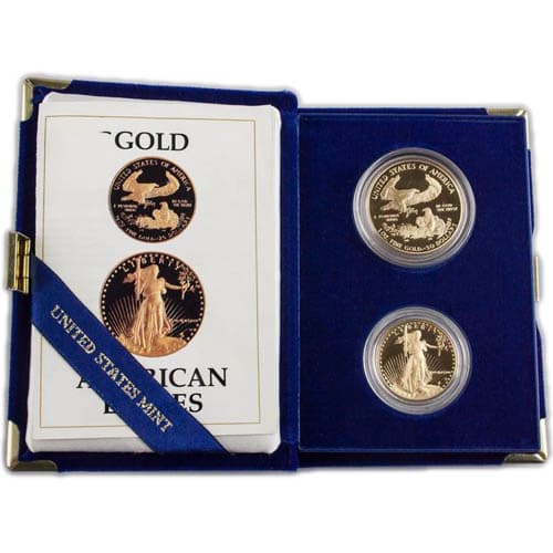 1987 2-Coin Proof American Gold Eagle Set (Box + CoA)