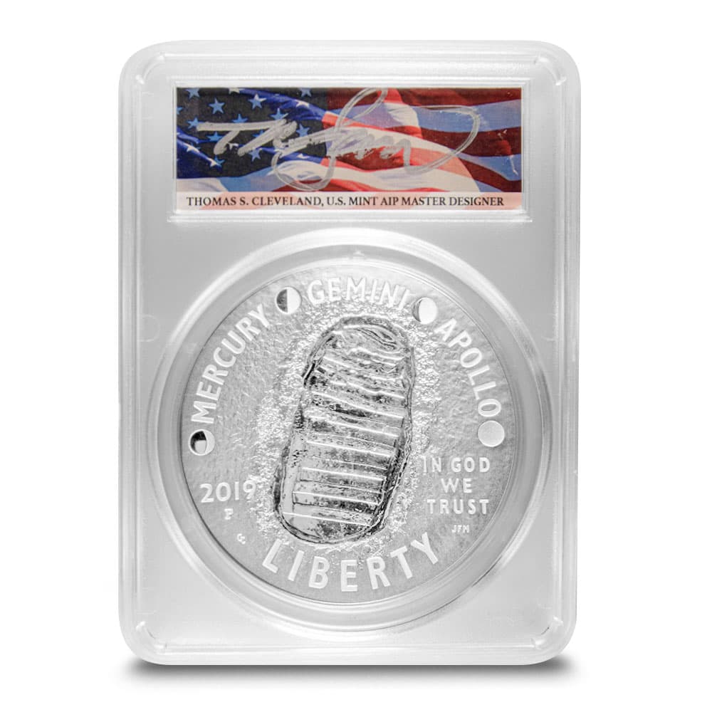 2019 5 oz Proof American Apollo 11 50th Anniversary Silver Coin PR/PF70 (Varied Label, PCGS or NGC)