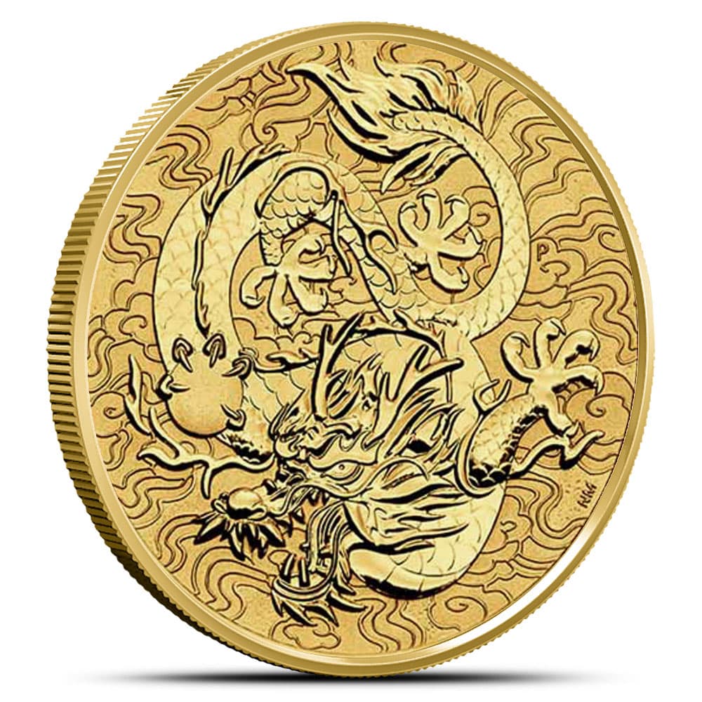 2022 1 oz Australian Gold Chinese Myths & Legends Dragon Coin (BU)