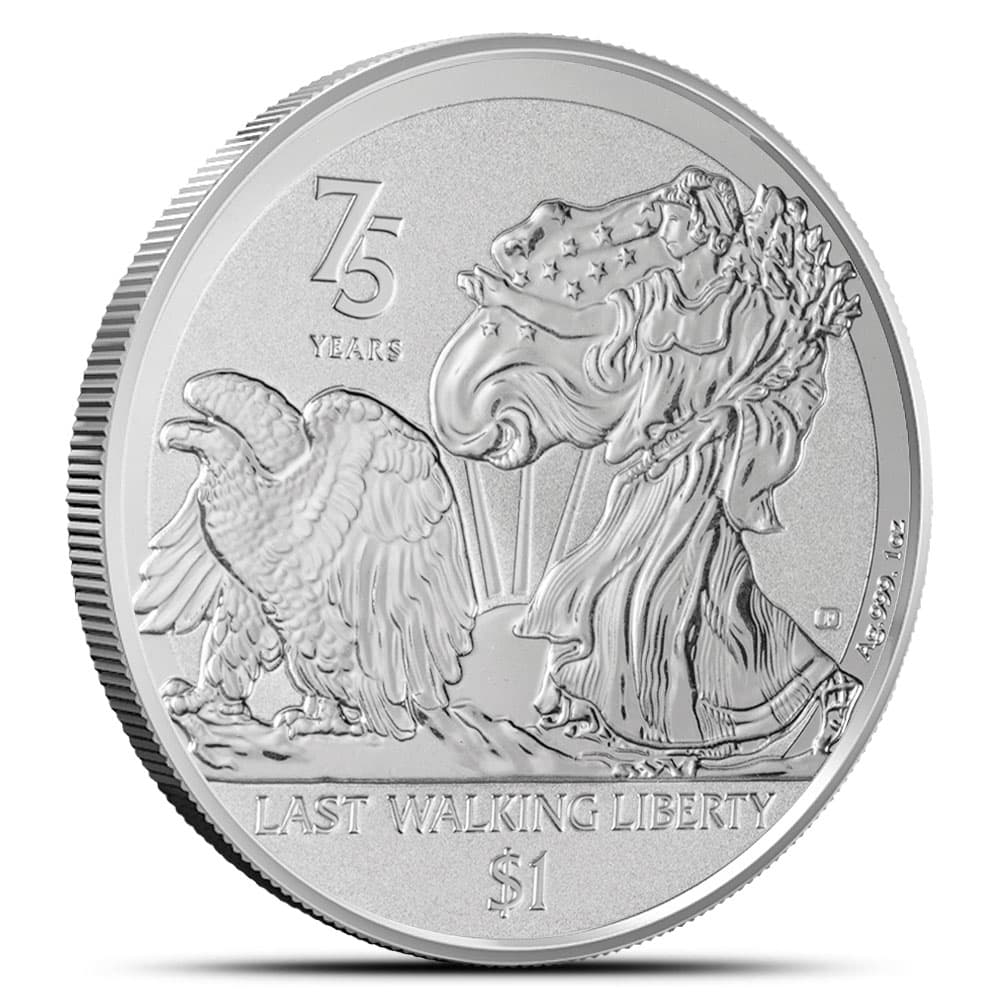 2022 1 oz British Virgin Islands Silver 75th Anniversary of the Last Walking Liberty Coin (Reverse Frosted)