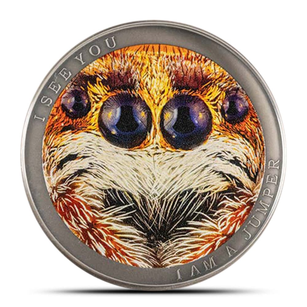 2022 1/2 oz Antique Colorized Niue Silver Wild Africa Series Jumping Spider Coin