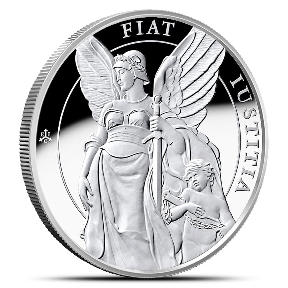 2022 1 oz Proof St. Helena Silver Queen’s Virtues Justice Coin