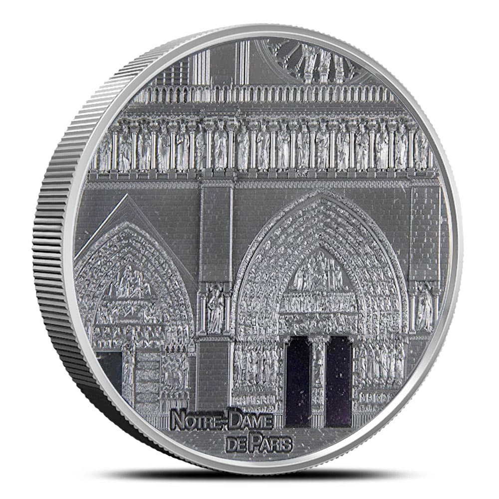 2021 5 oz Proof Palau Tiffany Art Metropolis Notre-Dame de Paris Silver Coin (Box + CoA)