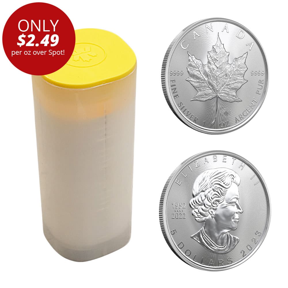 2023 1 oz Canadian Silver Maple Leaf Tube (25 Coins, BU)