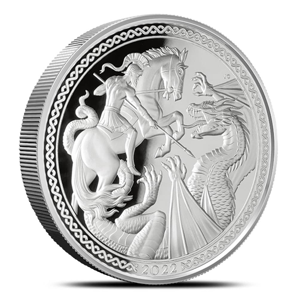 2022 5 oz Proof Ascension Island Silver Modern Masters St. George & The Dragon Coin