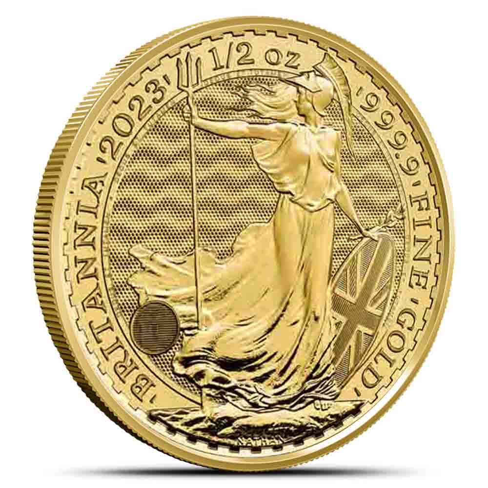 2023 1/2 oz British Gold Britannia Coin (BU, Queen Elizabeth II Obverse)