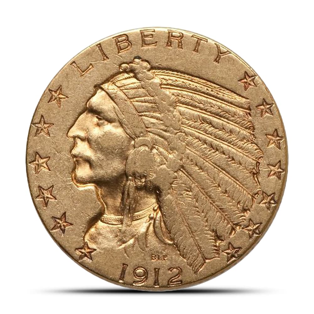 1912 Pre-33 $5 Indian Gold Half Eagle Coin (XF)