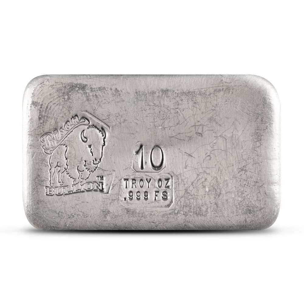 10 oz Hand Poured Silver Bar (Varied Condition, Any Mint)