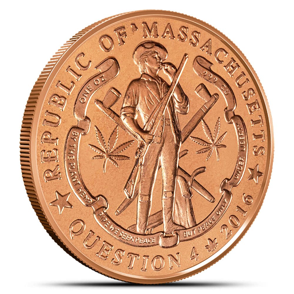 1 oz Legalized Collection Massachusetts Copper Round (New)