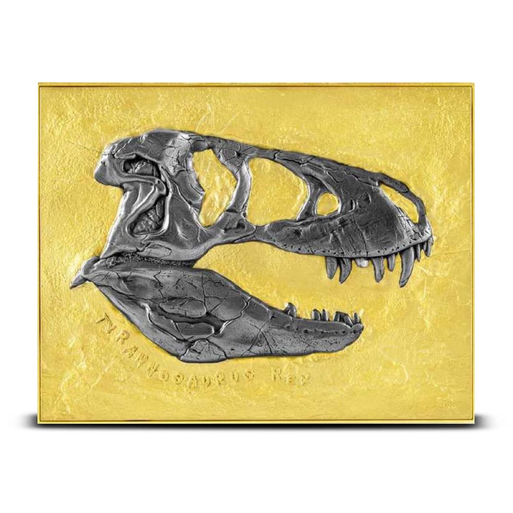 2023 15 oz Republic of Chad Bi-Metal Tyrannosaurus Rex Fossil Coin (Gilded, Box + CoA)