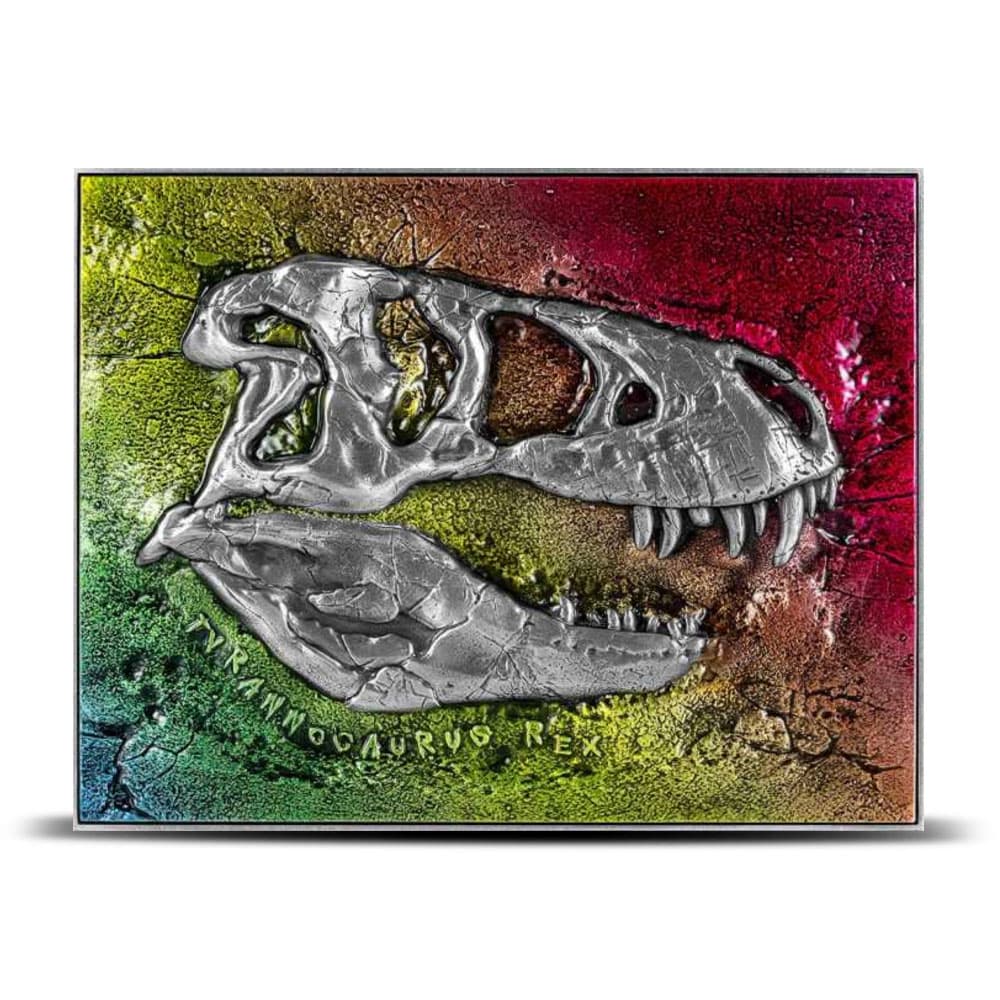 2023 15 oz Colorized Republic of Chad Bi-Metal Tyrannosaurus Rex Fossil Coin (Box + CoA)