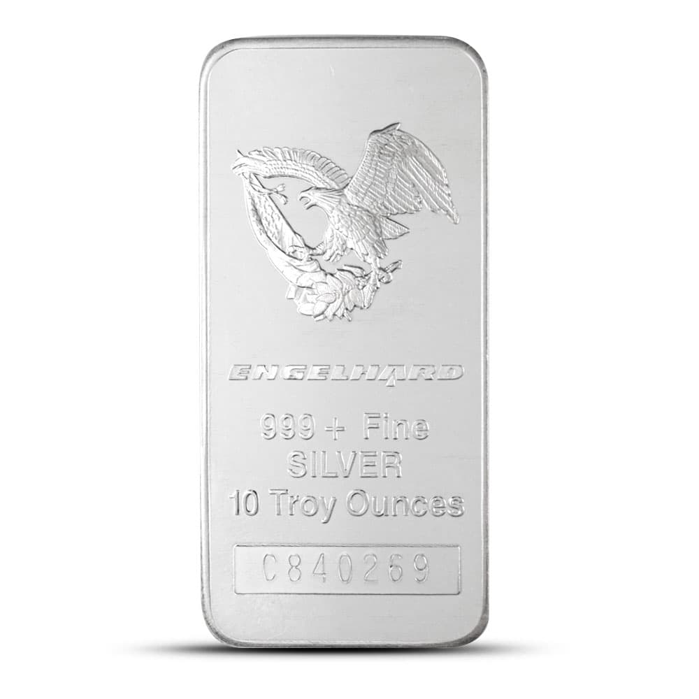 10 oz Engelhard Silver Bar (Secondary Market, Eagle Design)