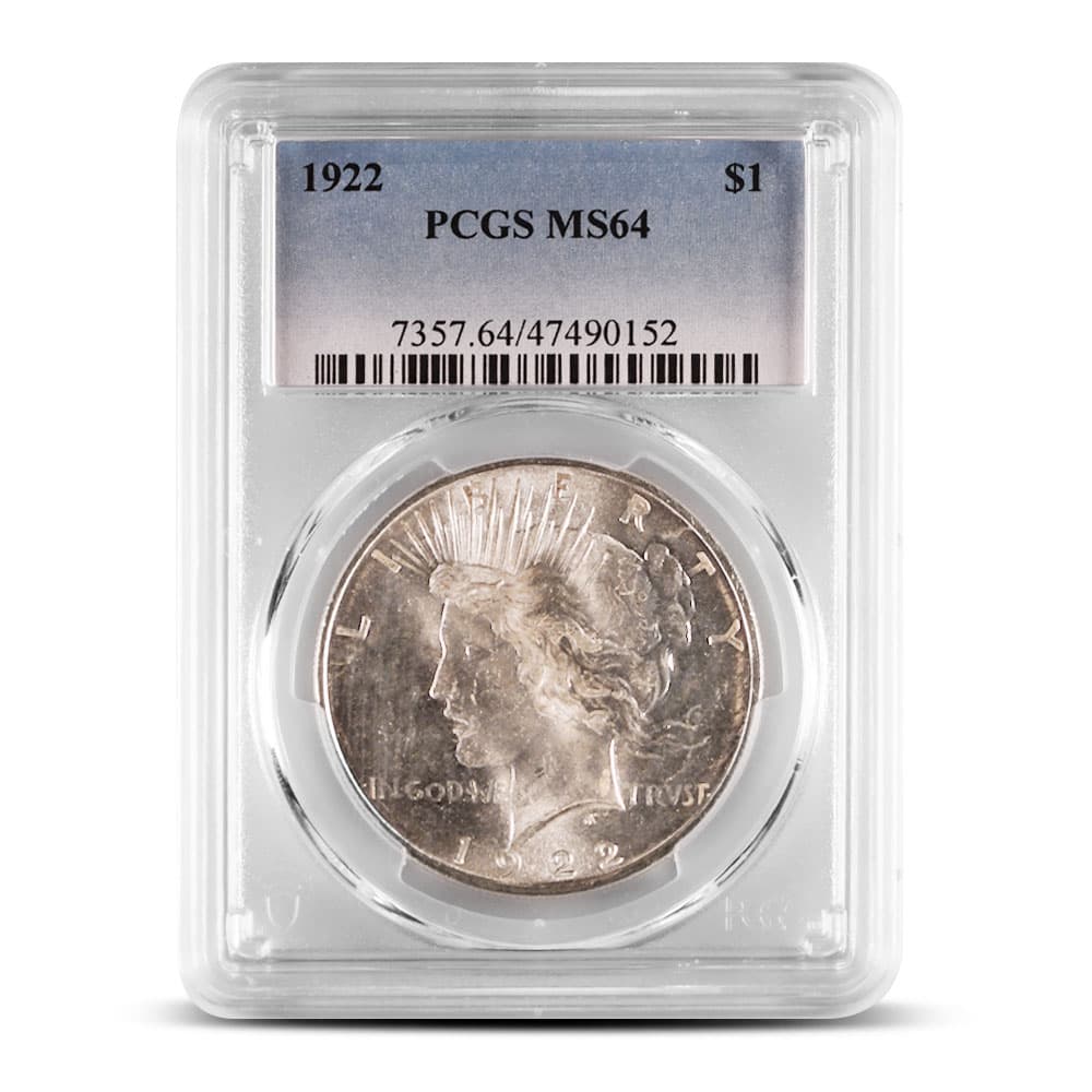 1922 Peace Silver Dollar Coin PCGS MS64