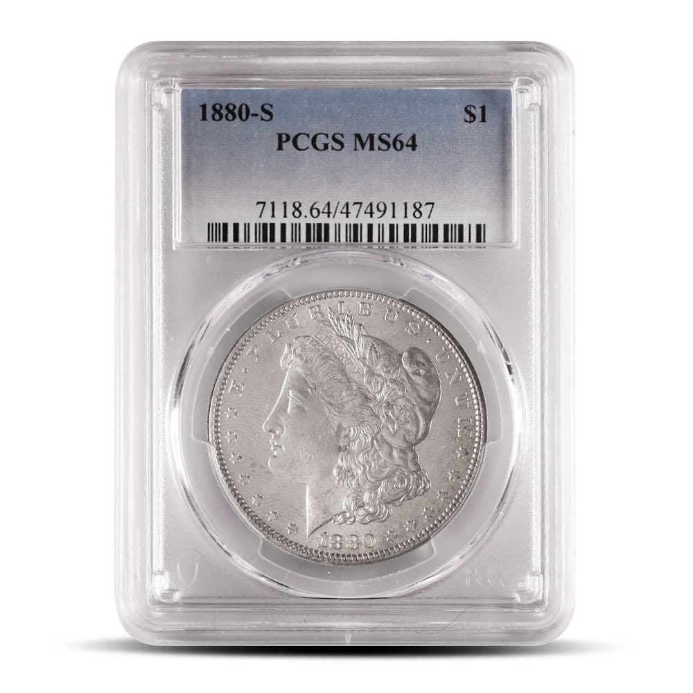 1880-S Morgan Silver Dollar Coin PCGS MS64