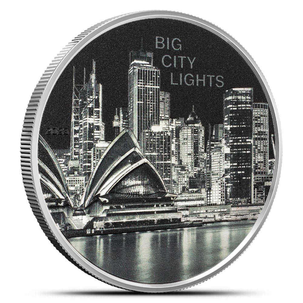 2023 1 oz Proof Cook Islands Silver Big City Lights Sydney Coin