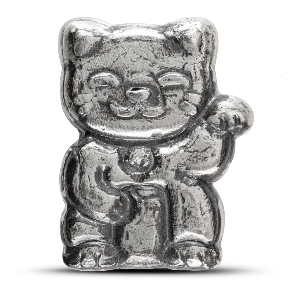 2.5 oz MK Barz Hand Poured Lucky Cat Silver Bar (New)