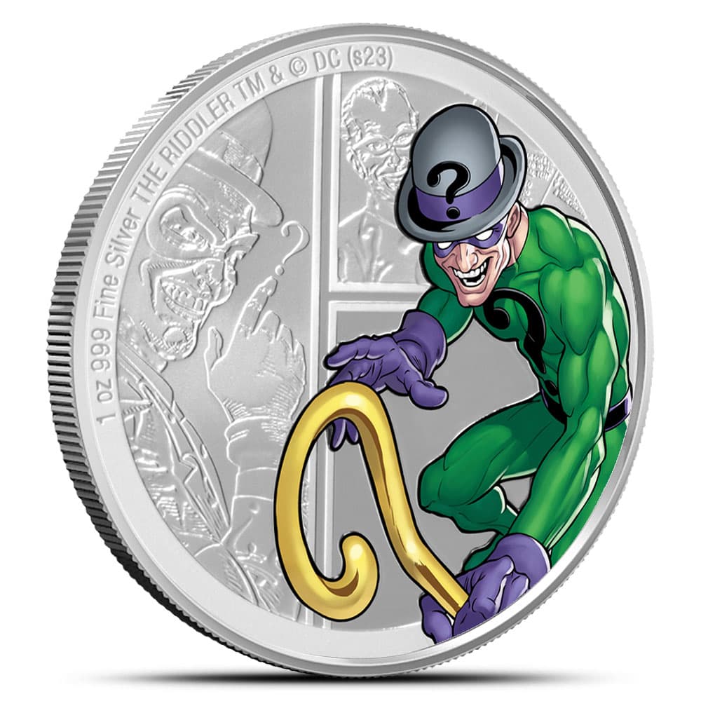 2023 1 oz Proof Colorized Niue Silver DC Villains The Riddler Coin