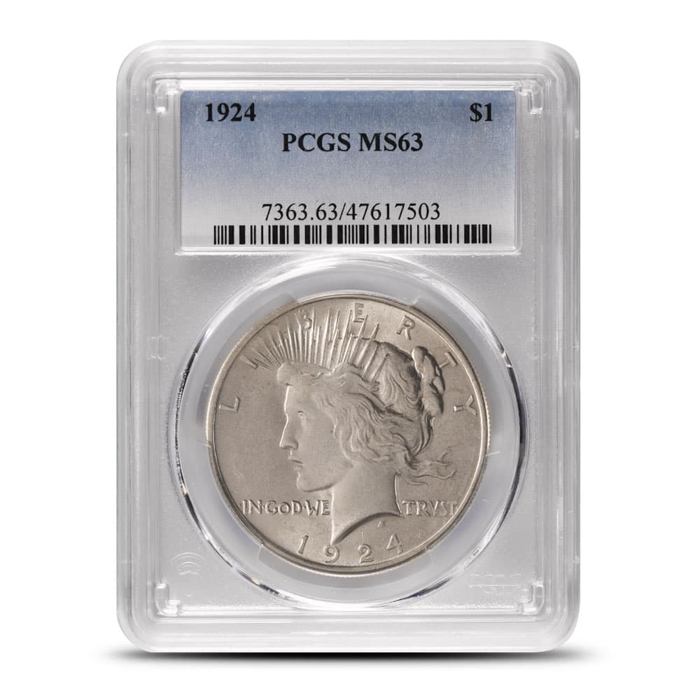 1924 Peace Silver Dollar Coin PCGS MS63