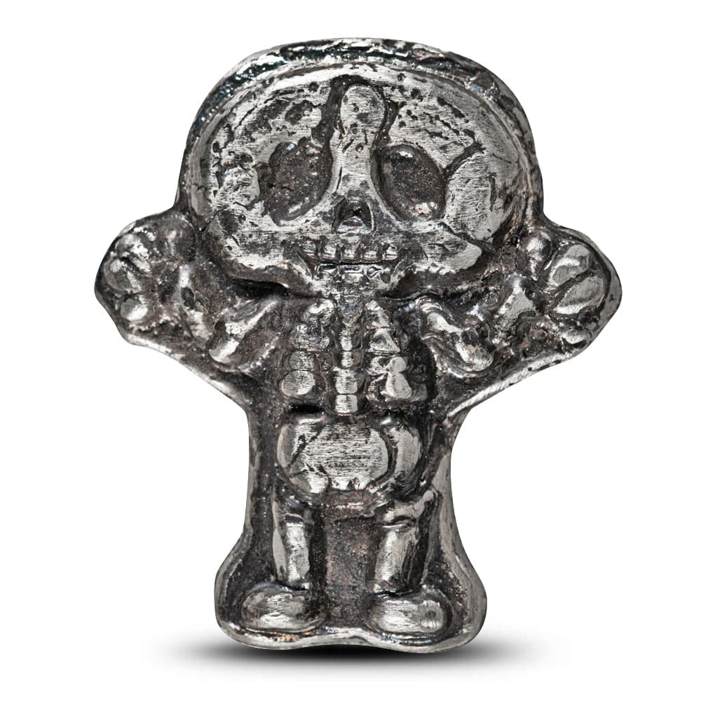 2.5 oz MK Barz Hand Poured Skeleton Silver Bar (New)