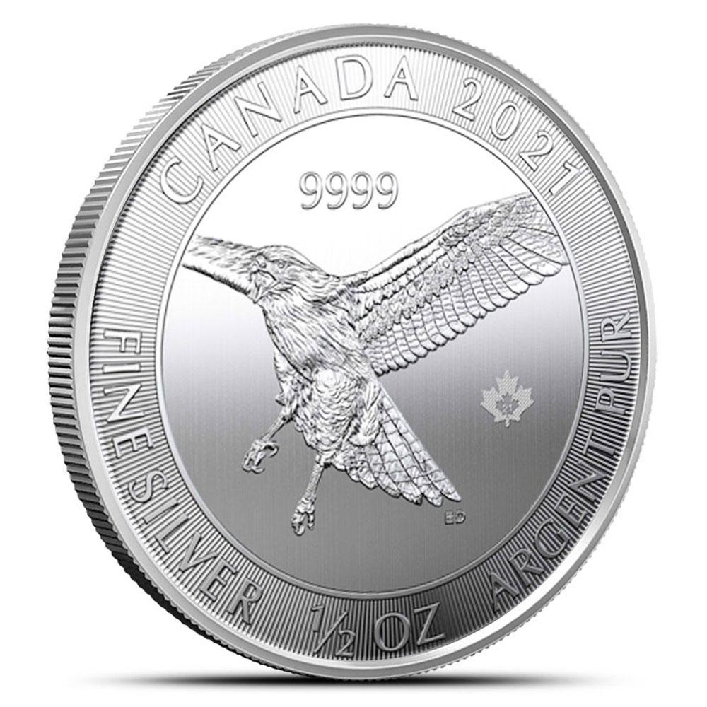 2021 1/2 oz Canadian Silver Red-Tailed Hawk Coin