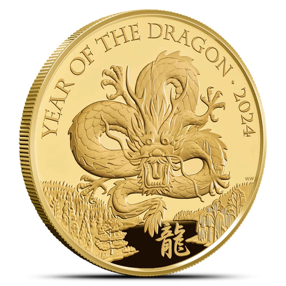 2024 1 oz Proof British Gold Year of the Dragon Coin (Box + CoA)