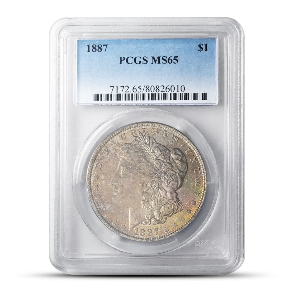 1887 Morgan Silver Dollar Coin PCGS MS65