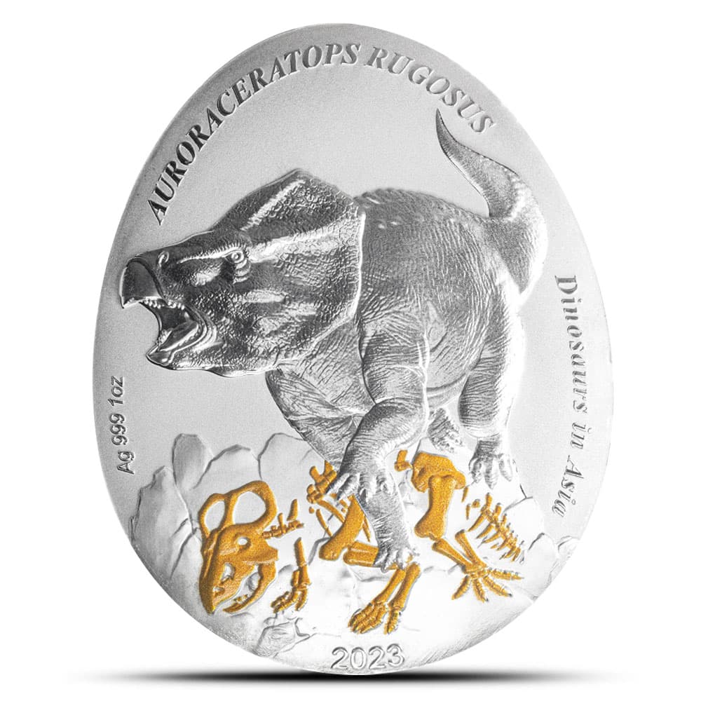 2023 1 oz Proof Samoa Silver Dinosaurs in Asia Auroraceratops Rugosus Coin (Box + CoA)