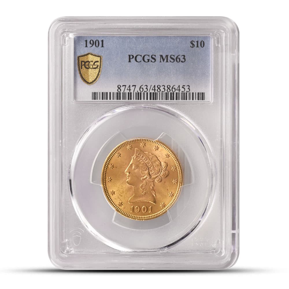 1901 $10 Liberty Gold Eagle Coin PCGS MS63