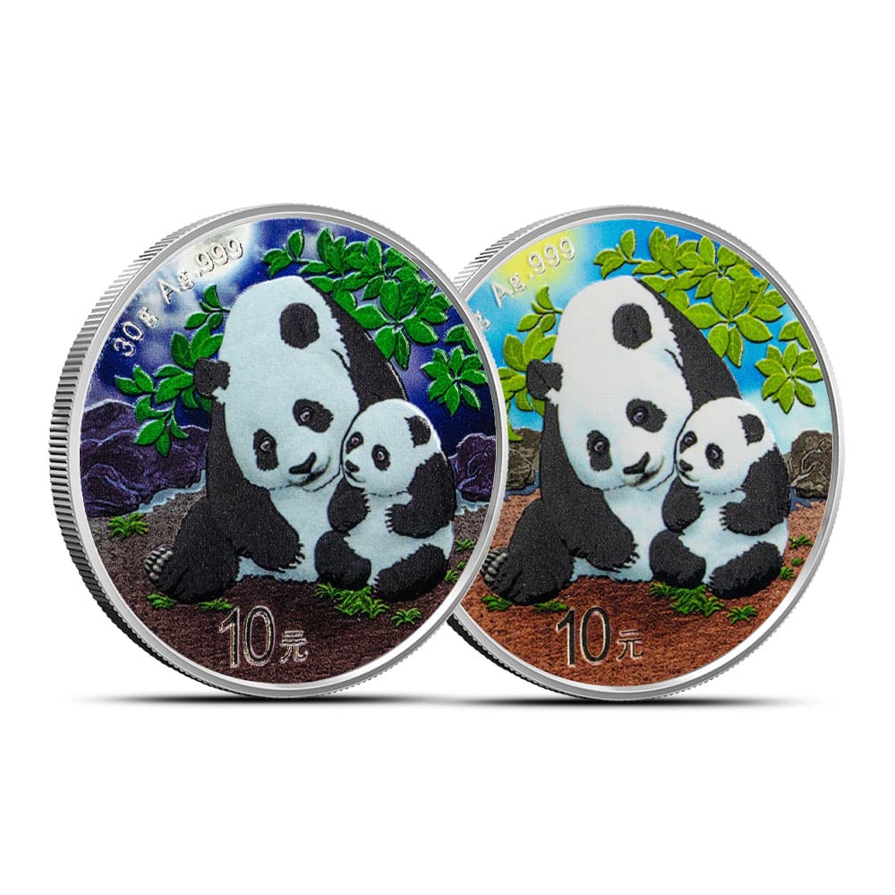 2024 30 Gram Chinese Silver Panda Day and Night Two-Coin Set (BU, 500 Mintage, Box + CoA)