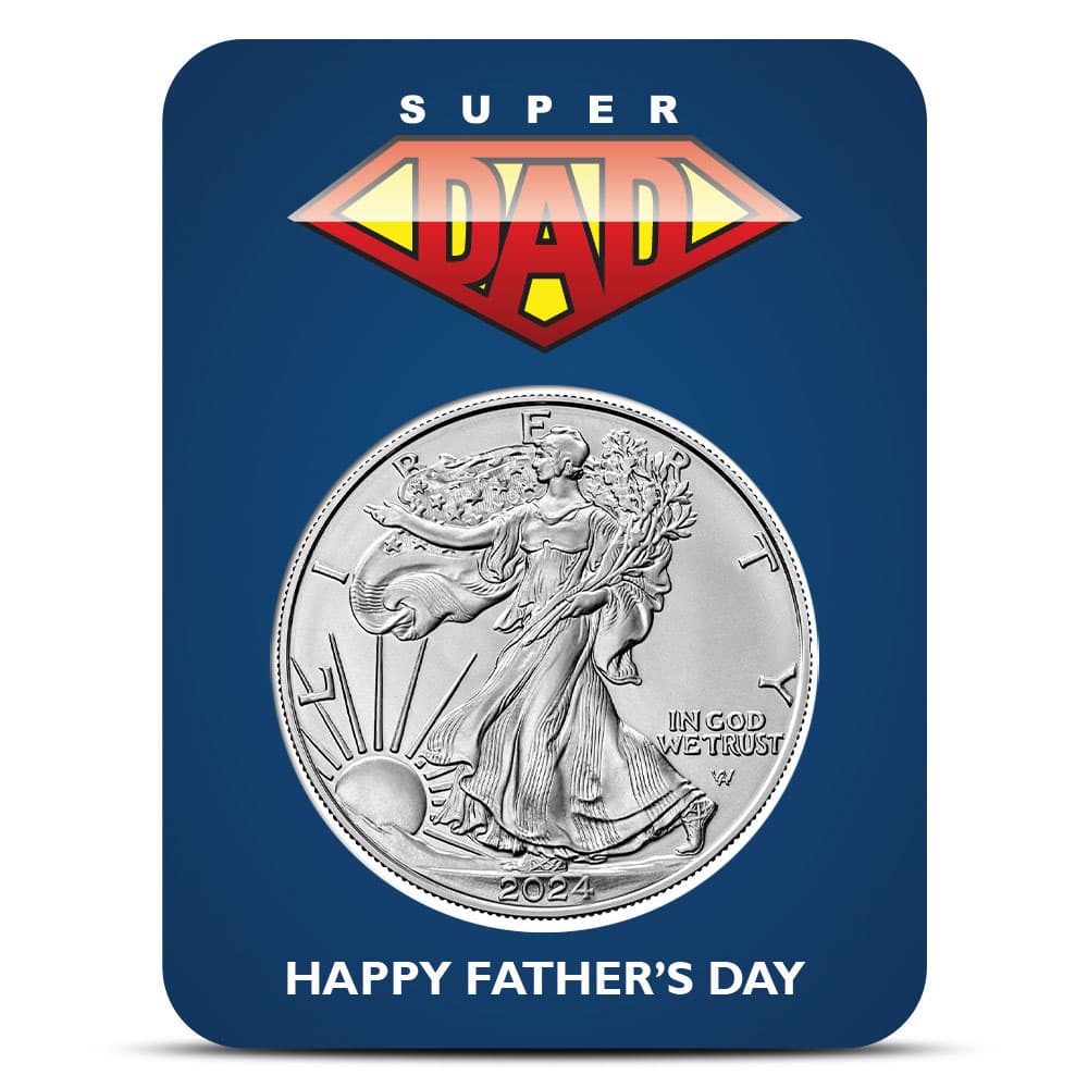 2024 1 oz American Silver Eagle Coin (BU, Super Dad Father’s Day Card)