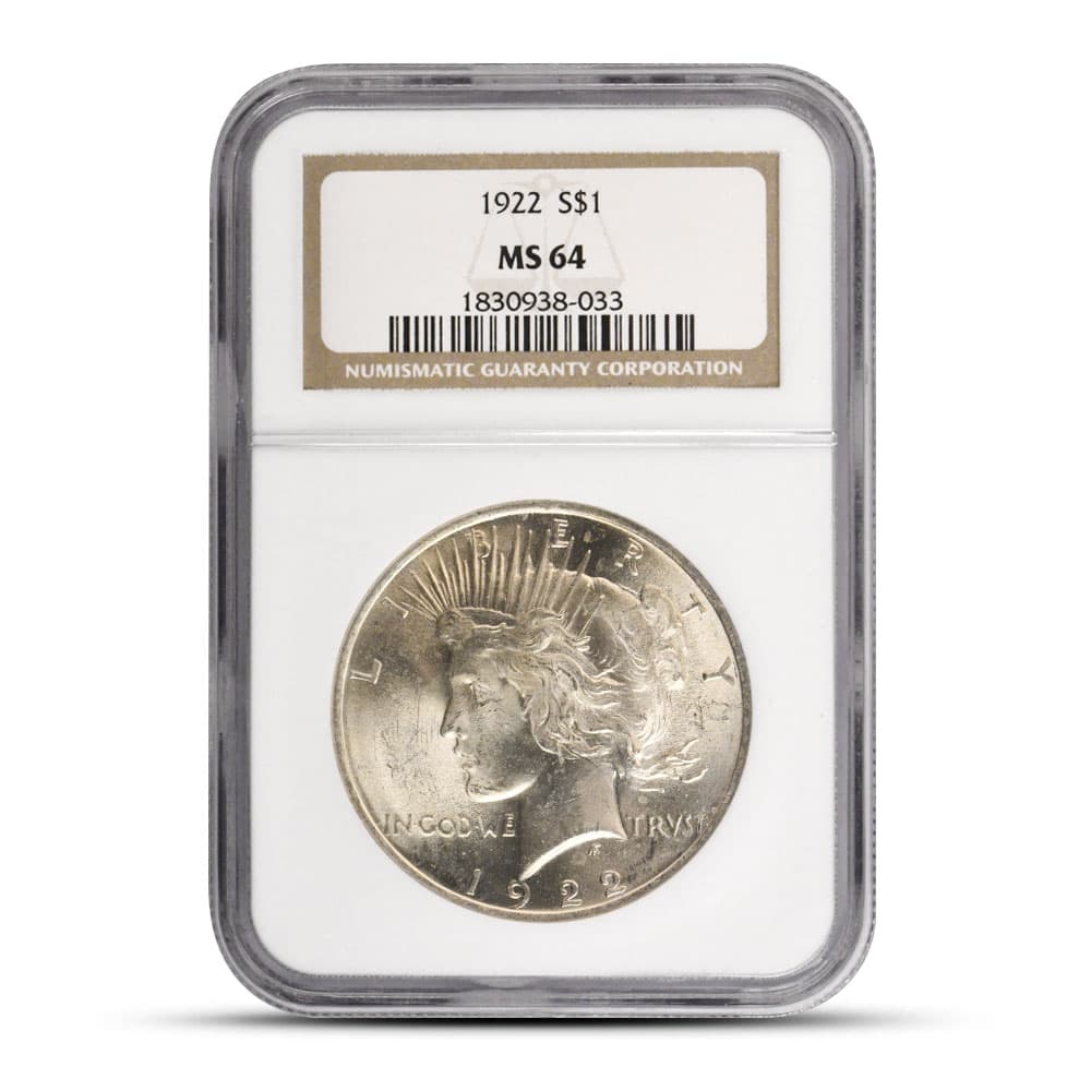 1922 Peace Silver Dollar Coin NGC MS64