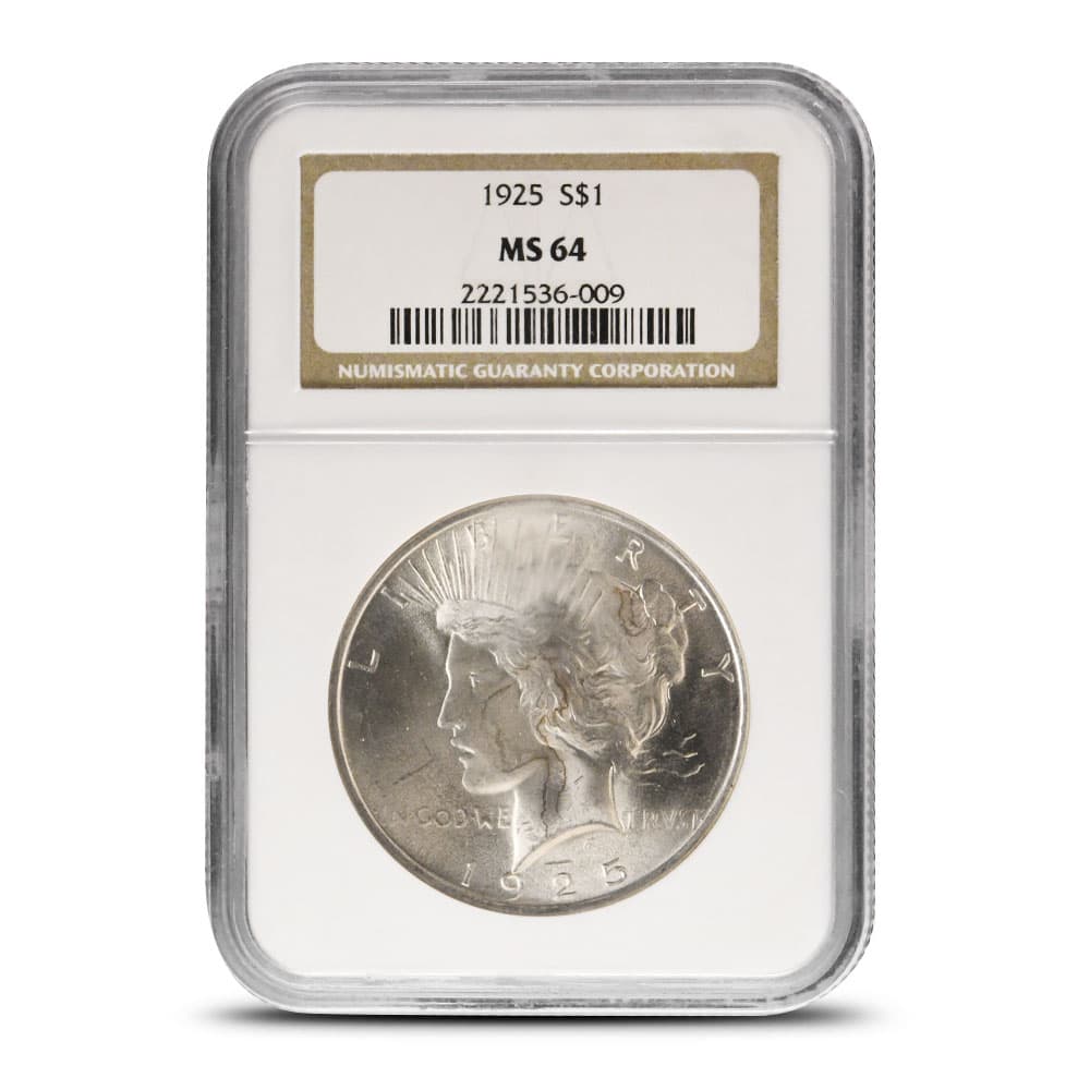 1925 Peace Silver Dollar Coin NGC MS64