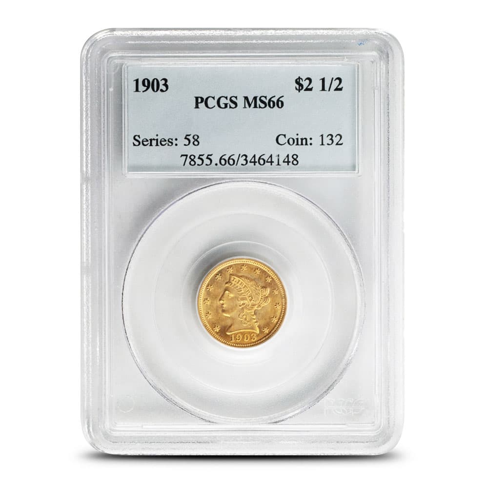 Pre-33 $2.50 Liberty Gold Quarter Eagle Coin MS66 (PCGS or NGC)