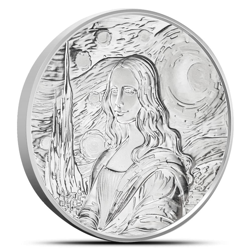 2024 1 oz Fiji Silver Mona Lisa x Van Gogh Coin (Proof-Like)