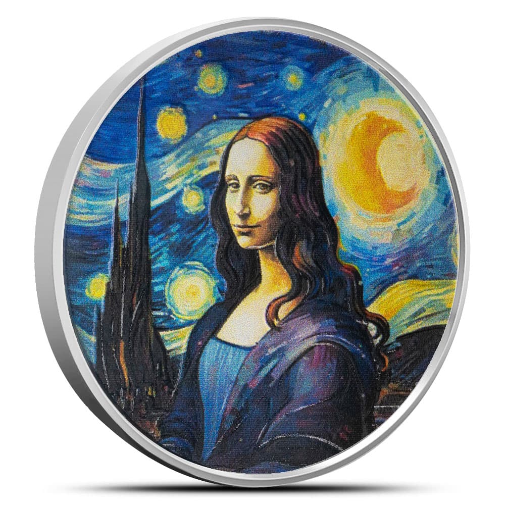 2024 1 oz Colorized Fiji Silver Mona x Lisa Van Gogh Coin (Proof-Like)