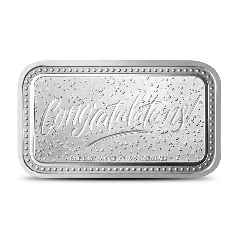 1 oz Silver Engravable Congratulations Bar