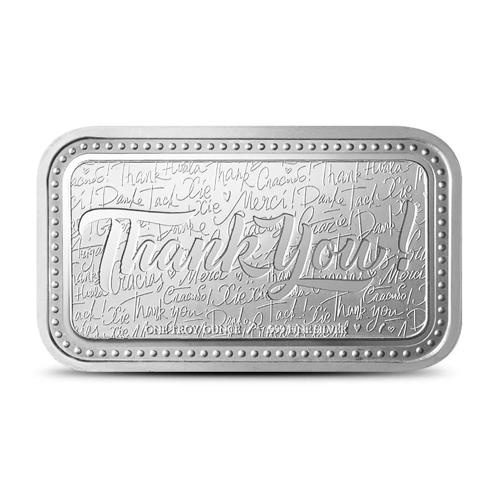 1 oz Silver Engravable Thank You Bar