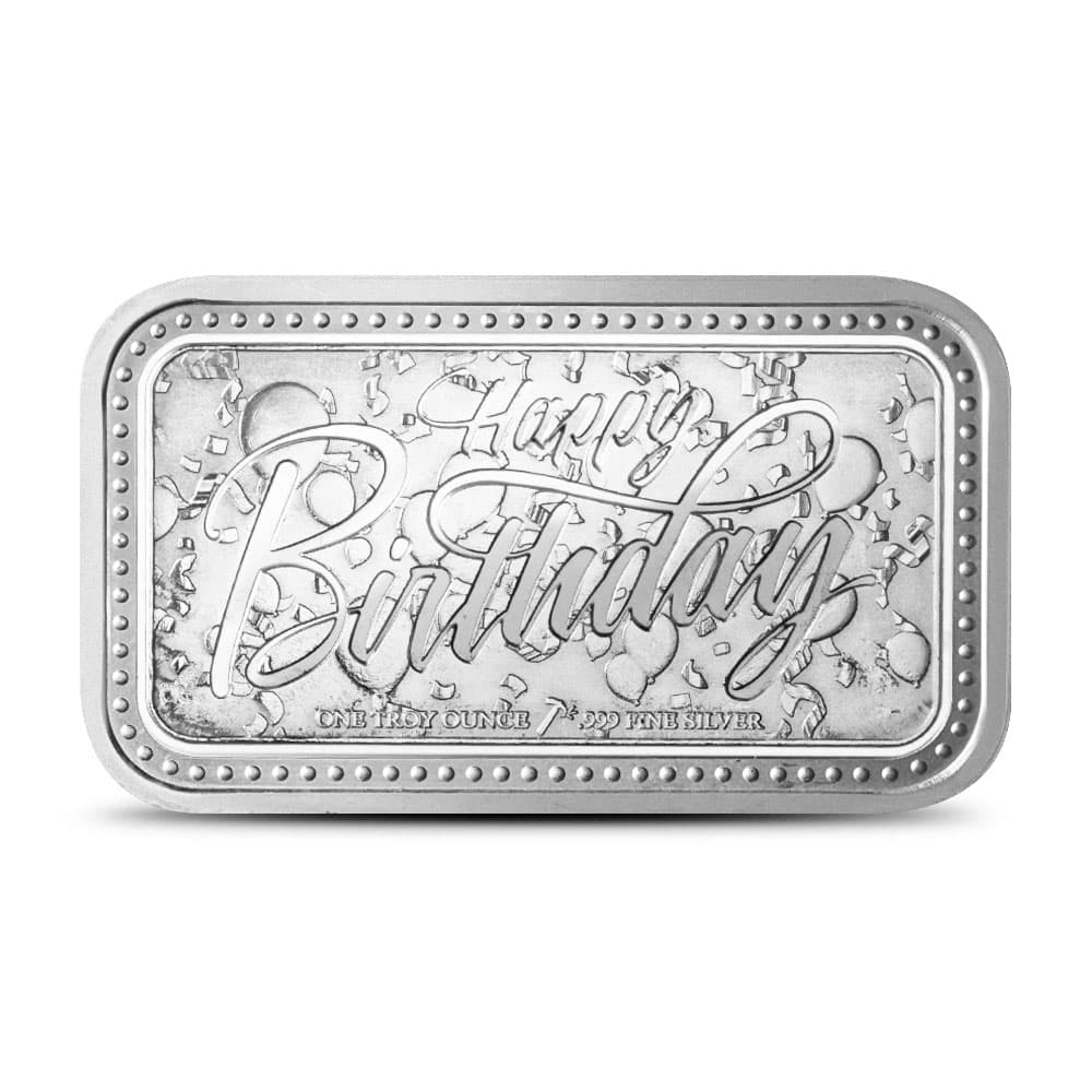 1 oz Silver Engravable Birthday Bar