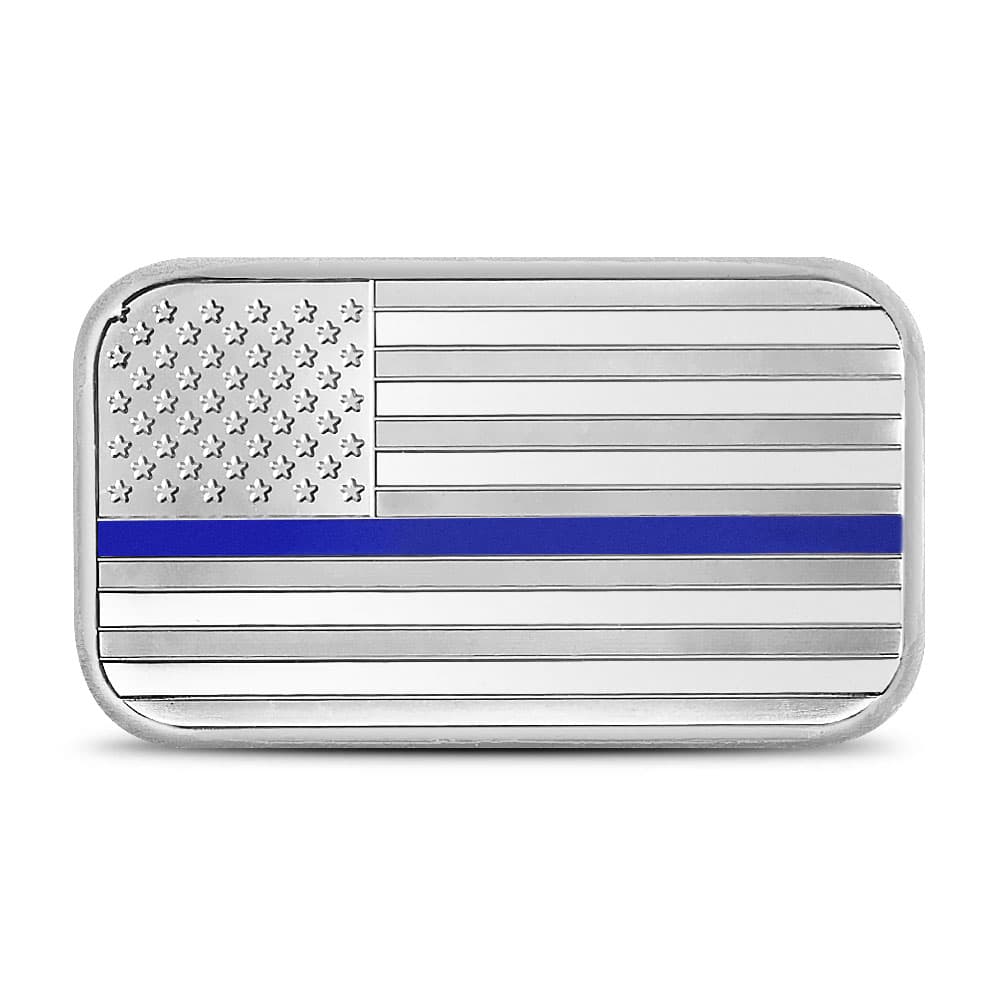 1 oz Silver Engravable Police Flag Bar