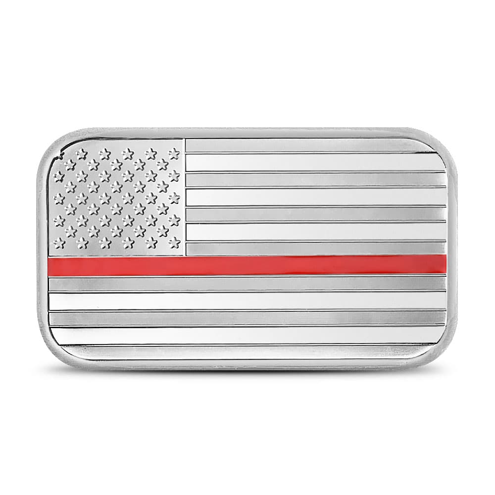 1 oz Silver Engravable Firefighter Flag Bar