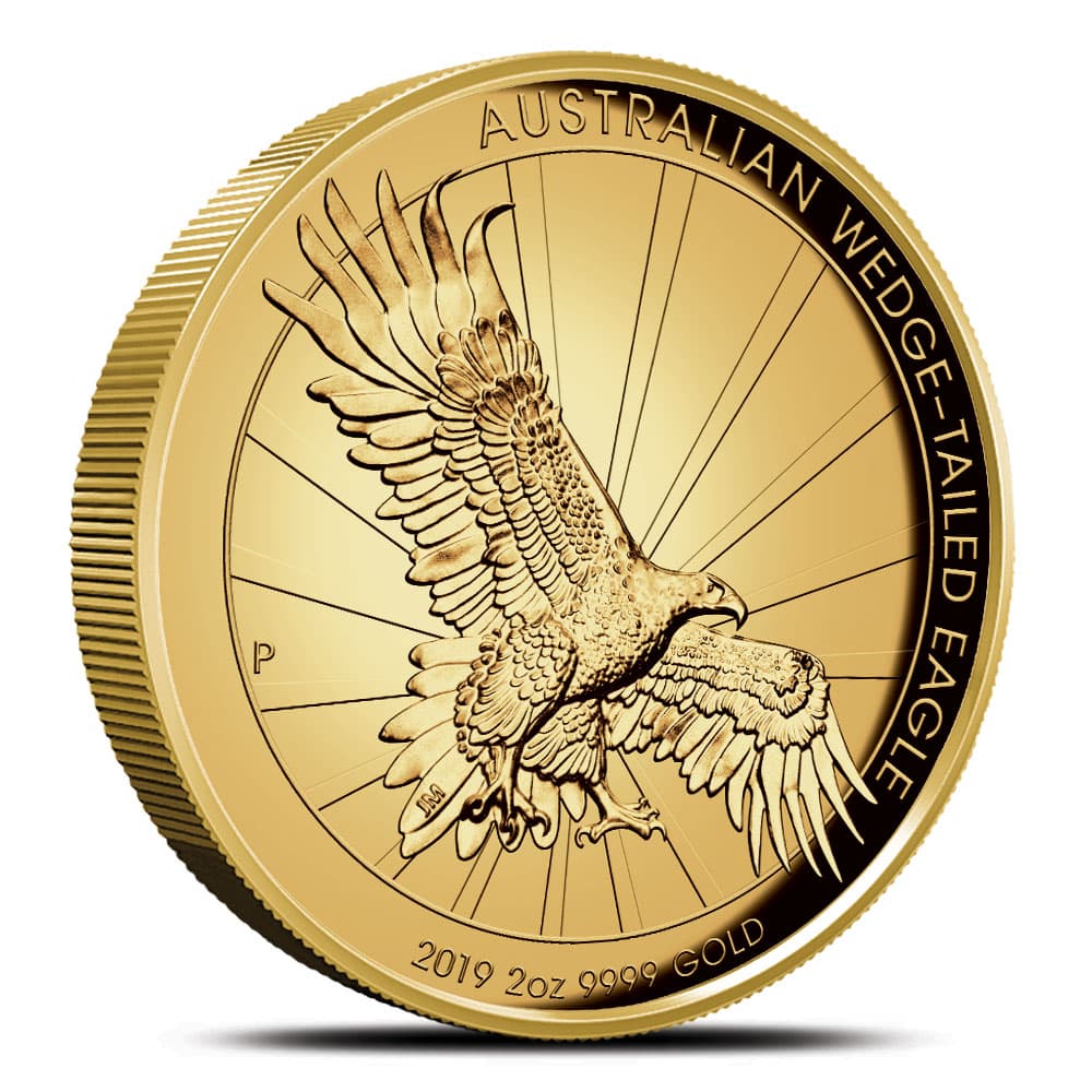 2019 2 oz Proof Australian Gold Wedge Tailed Eagle Coin (High Relief)