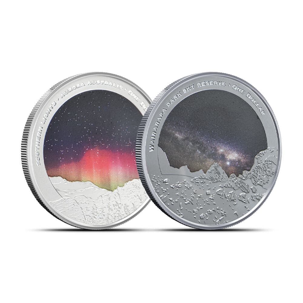 2024 Proof New Zealand Silver Dark and Light Sky 2-Coin Set (Box + CoA)