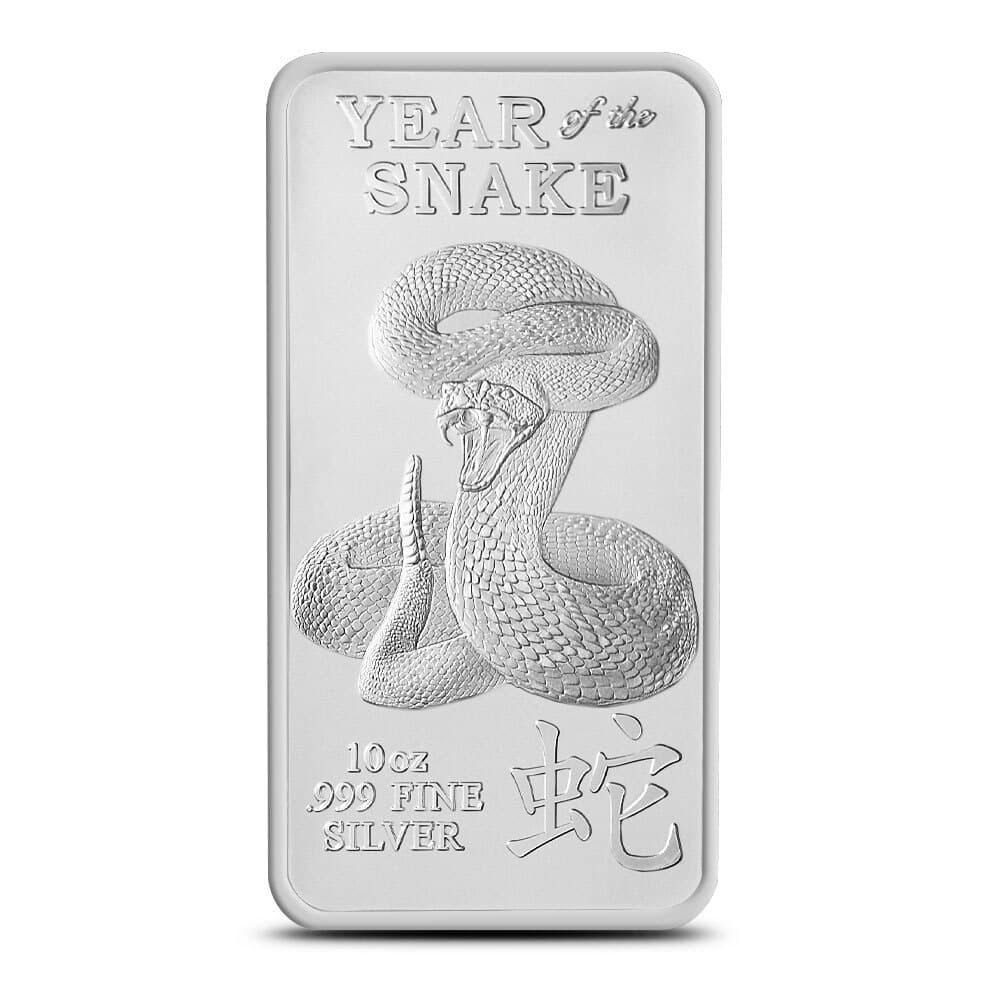 10 oz Lunar Year of the Snake Silver Bar (New)