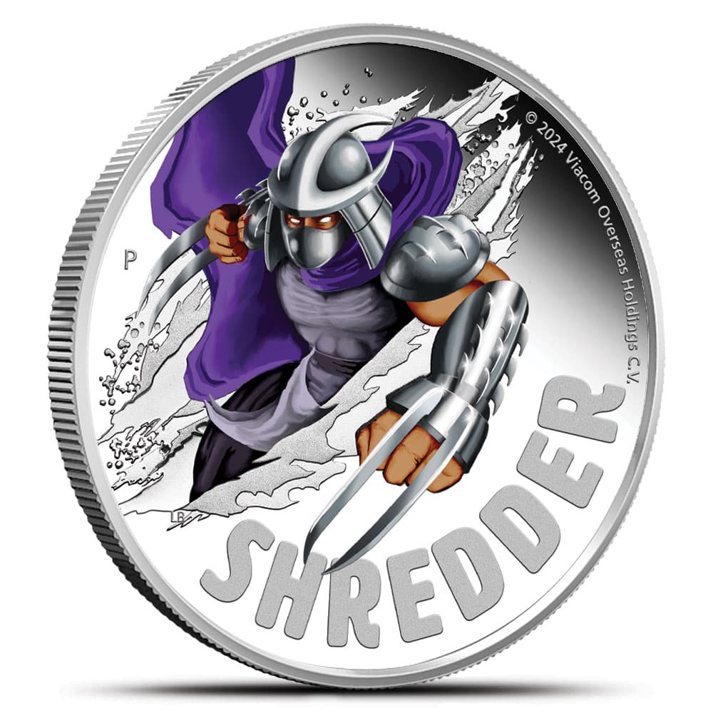 2024 1 oz Colorized Tuvalu Silver Teenage Mutant Ninja Turtles Shredder Coin (Box + CoA)