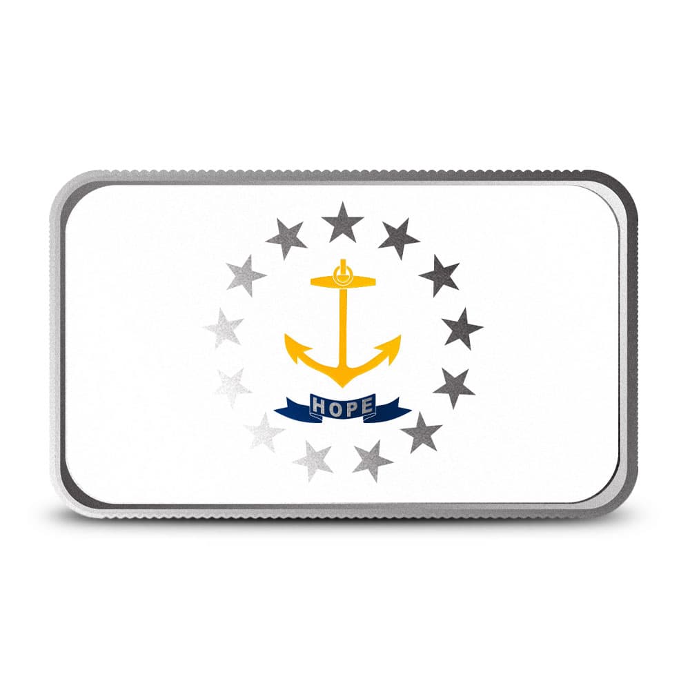 1 oz Colorized Scottsdale Rhode Island State Flag Silver Bar (New)