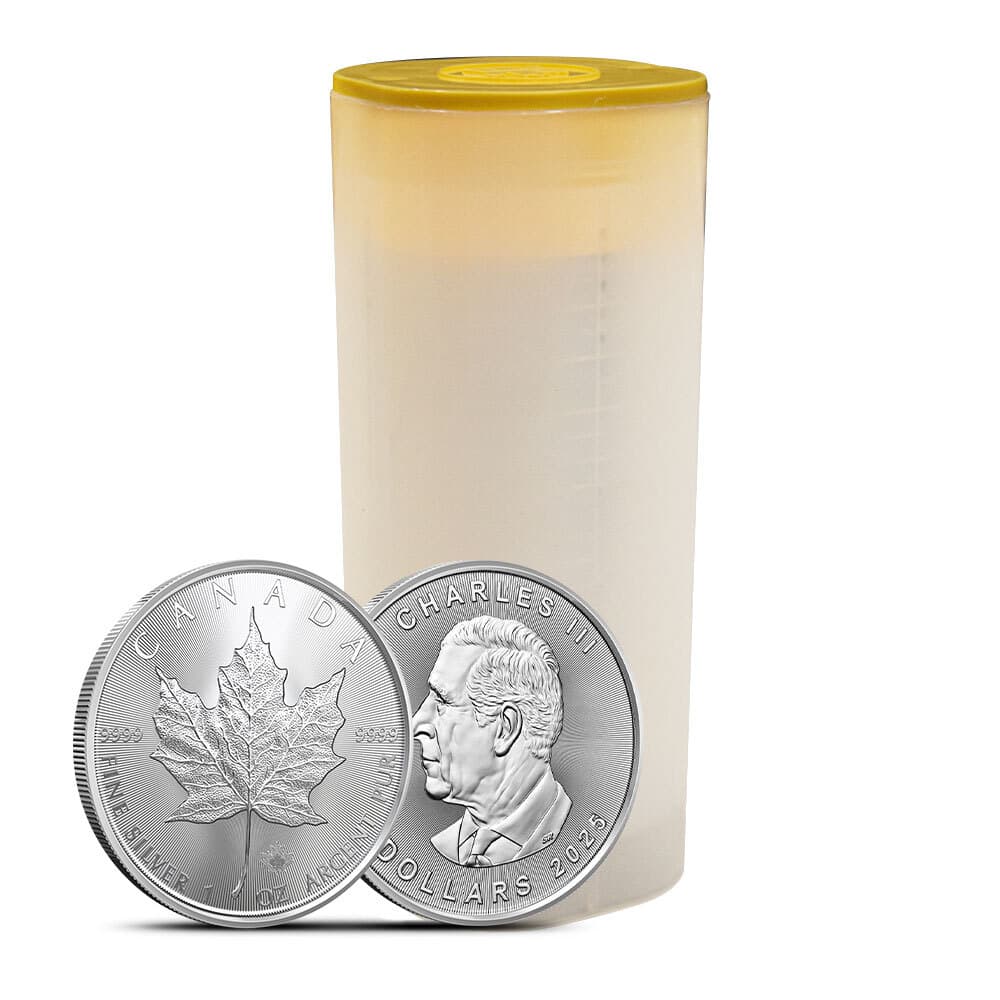 2025 1 oz Canadian Silver Maple Leaf Tube (25 Coins, BU)