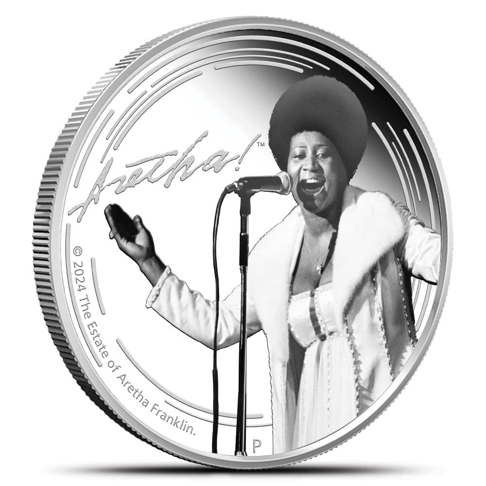 2024 1 oz Proof Tuvalu Silver Aretha Franklin Coin (Box + CoA)