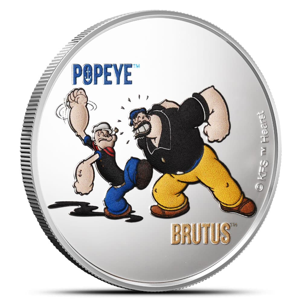 2024 1 oz Colorized Samoa Silver Popeye and Brutus Coin (BU)