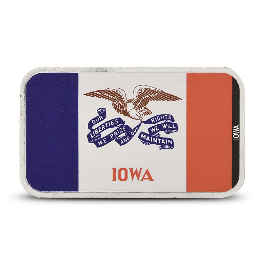 1 oz Colorized Stacking Across America Iowa State Flag Silver Bar (New)